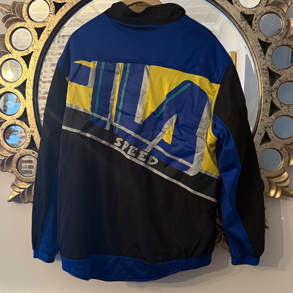 Vintage Fila Men's Black and Blue Windbreaker